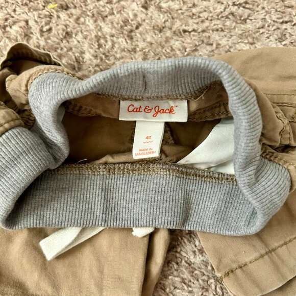 Boys' Khaki Shorts with Elastic Waist and Drawstring I Size 4T I Cat & Jack - Picture 3 of 4